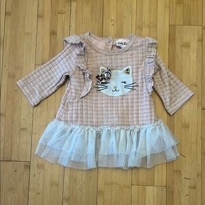 Little Lass Pink and White Casual Dress